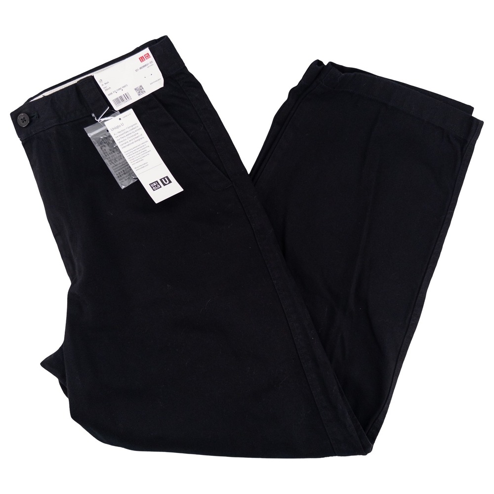 NEW Uniqlo U Mens 33x31 Wide Fit Chino Pants Black Lemaire Streetwear NWT